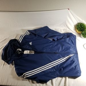 Adidas Jacket Dark Blue w/White Windbreaker  L